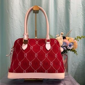 Like New - Dooney & Bourke Red and Cream Domed Satchel